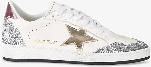 Womens White/Comb Ballstar Exclusive Sequin-Embellished Leather Low-Top Trainers Eur 39 / 6 Uk Women