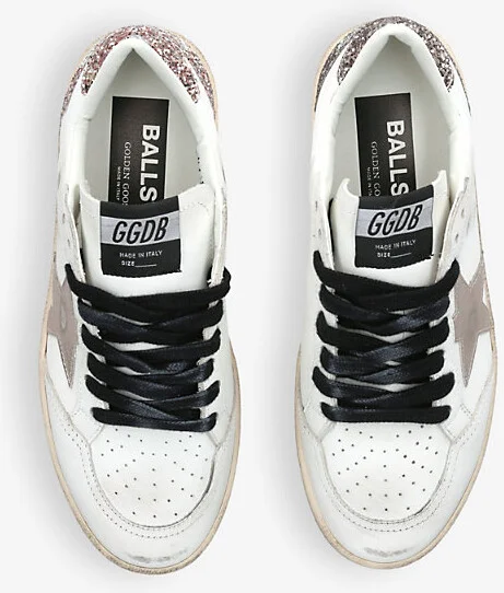 Womens White/Comb Ballstar Glitter-Embellished Leather Low-Top Trainers Eur 38/5 Uk Women - Image 2
