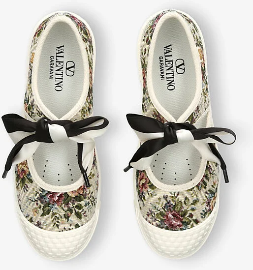 Womens White/Comb Bay By Bay Jacquard Cotton Low-Top Trainers Eur 40 / 7 Uk Women - Image 2