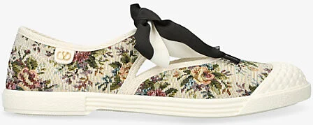 Womens White/Comb Bay By Bay Jacquard Cotton Low-Top Trainers Eur 40 / 7 Uk Women