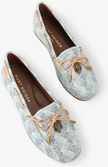 Womens White/Comb Eagle-Embellished Grained-Leather Moccasin Loafers Eur 39 / 6 Uk Women - Image 2
