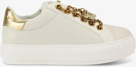 Womens White/Comb Laney Charm Chain-Lace Leather Low-Top Trainers Eur 39 / 6 Uk Women