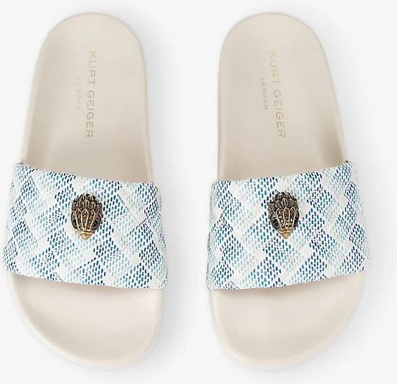 Womens White/Comb Meena Eagle-Embellished Woven Sliders Eur 38/5 Uk Women - Image 2