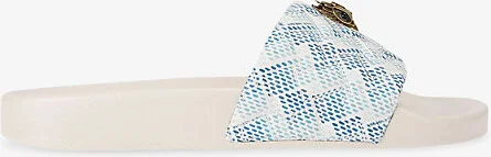 Womens White/Comb Meena Eagle-Embellished Woven Sliders Eur 38/5 Uk Women