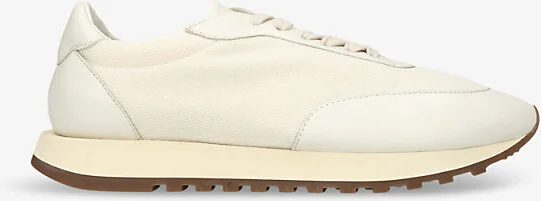 Womens White/Comb Owen Runner Panelled Leather and Mesh Low-Top Trainers Eur 38/5 Uk Women