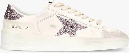 Womens White/Comb Stardan 10310 Star-Glitter Leather Low-Top Trainers Eur 38/5 Uk Women