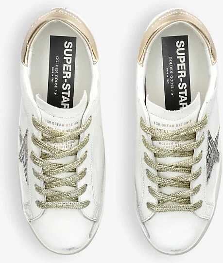 Womens White/Comb Superstar Star-Applique Low-Top Leather Trainers Eur 36 / 3 Uk Women - Image 2