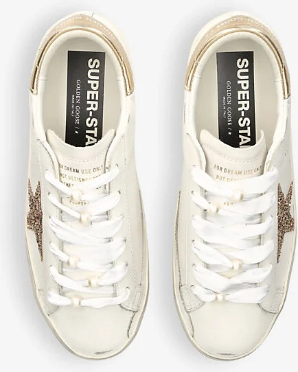 Womens White/Comb Superstar Star-Applique Low-Top Leather Trainers Eur 38/5 Uk Women - Image 2