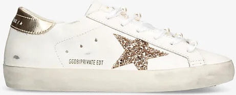 Womens White/Comb Superstar Star-Applique Low-Top Leather Trainers Eur 38/5 Uk Women