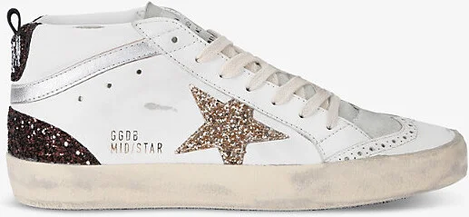 Womens White/Comb Women's Midstar 11923 Star-Embroidered Mid-Top Leather Trainers Eur 35 / 2 Uk Women