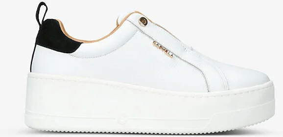 Womens White Connected Slips-On Leather Flatofrm Trainers Eur 36 / 3 Uk Women