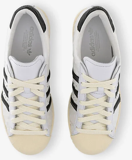 Womens White Core Black Superstar Vintage Logo-Print Leather Low-Top Trainers 8 - Image 2