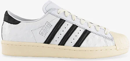 Womens White Core Black Superstar Vintage Logo-Print Leather Low-Top Trainers 8