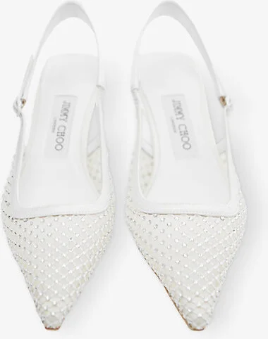 Womens White/Crystal Amel Crystal-Mesh Heeled Satin Pumps Eur 38.5 / 5.5 Uk Women - Image 2