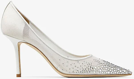 Womens White/Crystal Love 85 Crystal-Embellished Mesh Pumps Eur 41 / 8 Uk Women