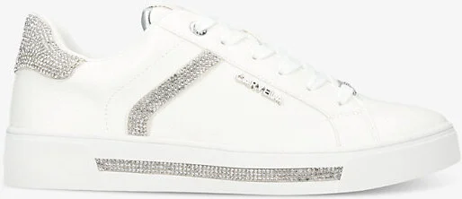Womens White Daze Jewel Leather Low-Top Trainers Eur 40 / 7 Uk Women
