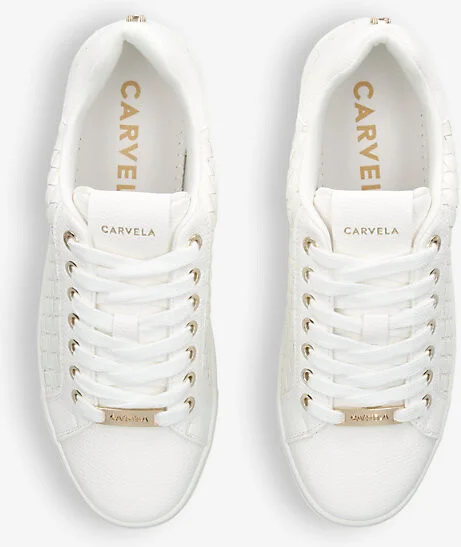 Womens White Daze Weave Logo-Plaque Faux-Leather Low-Top Trainers Eur 41 / 8 Uk Women - Image 2