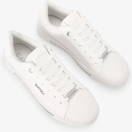 Womens White Diamond Low-Top Faux Leather Trainers Eur 40 / 7 Uk Women - Image 2
