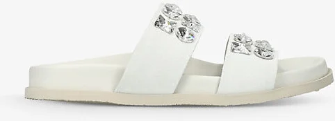 Womens White Dilys Crystal Double-Band Suede Sandals Eur 36 / 3 Uk Women