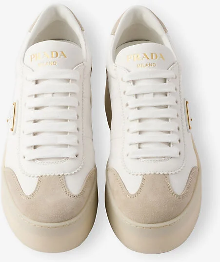 Womens White Downtown Bold Leather and Suede Low-Top Trainers Eur 36.5 / 3.5 Uk Women - Image 2