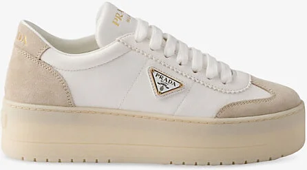 Womens White Downtown Bold Leather and Suede Low-Top Trainers Eur 36.5 / 3.5 Uk Women