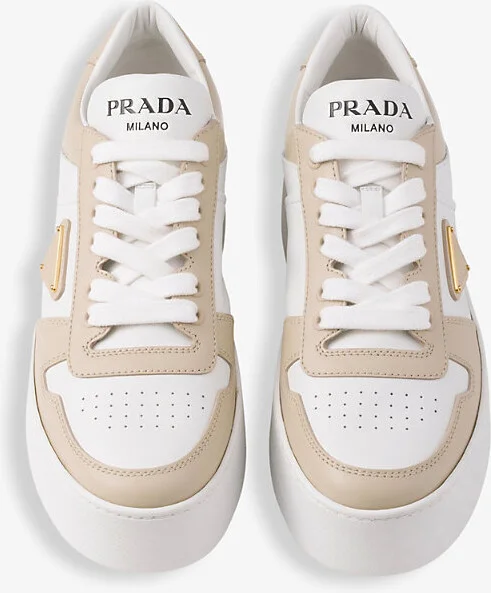 Womens White Downtown Bold Platform-Sole Leather Trainers Eur 41 / 8 Uk Women - Image 2