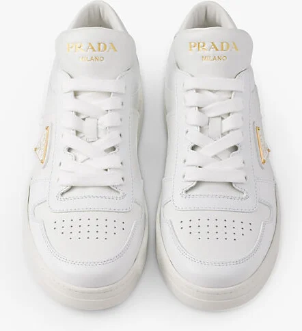 Womens White Downtown Logo-Plaque Leather Low-Top Trainers Eur 40.5 / 7.5 Uk Women - Image 2