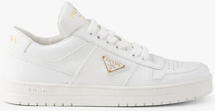 Womens White Downtown Logo-Plaque Leather Low-Top Trainers Eur 40.5 / 7.5 Uk Women