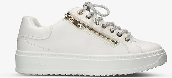 Womens White Enchanted Glitter-Lace Faux-Leather Low-Top Trainers Eur 41 / 8 Uk Women