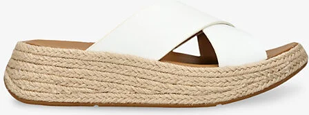 Womens White F-Mode Leather Flatform Sliders Eur 42/ 9 Uk Women