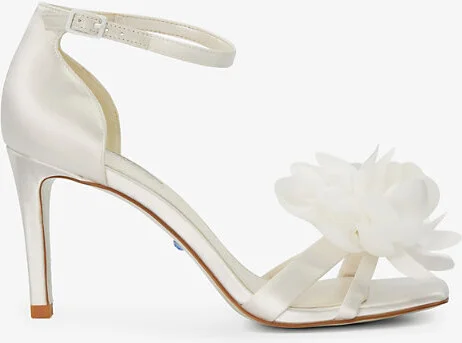 Womens White-Fabric Memorise Bridal Floral-Lace Court Shoes Eur 37 / 4 Uk Women