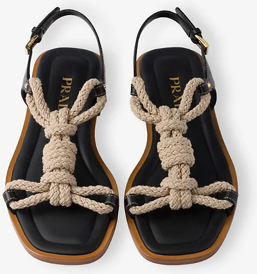 Womens White Flat Leather and Cord Sandals Eur 36 / 3 Uk Women - Image 3
