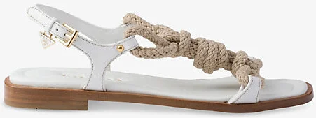Womens White Flat Leather and Cord Sandals Eur 36 / 3 Uk Women