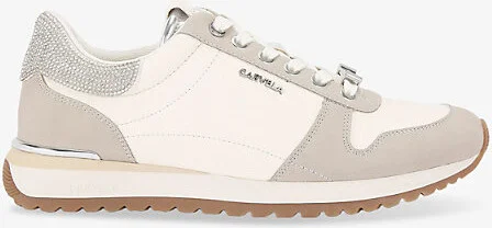 Womens White Florencia Two-Tone Faux-Leather Low-Top Trainers Eur 37 / 4 Uk Women