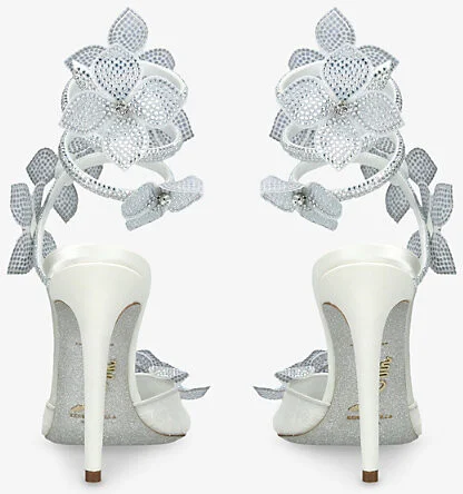 Womens White Floriane 105 Embellished Heeled Sandals Eur 41 / 8 Uk Women - Image 2