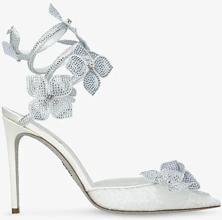 Womens White Floriane 105 Embellished Heeled Sandals Eur 41 / 8 Uk Women