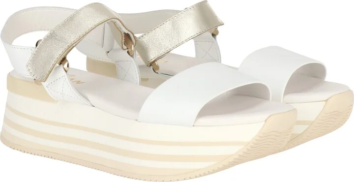Womens White/Gold Sandal