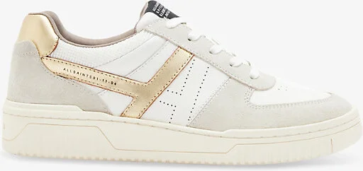 Womens White/Gold Vix Leather and Suede Low-Top Trainers Eur 37 / 4 Uk Women