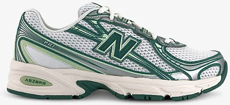 Womens White Green 740 V2 Logo-Embroidered Mesh Low-Top Trainers 7.5