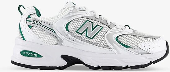 Womens White Green Silver Mr530 Logo-Embossed Leather and Mesh Low-Top Trainers Eur 36.5 / 3.5 Uk Women