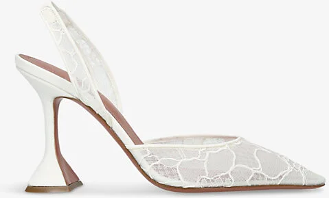 Womens White Holli 95 Sling-Back Lace Heeled Courts Eur 40 / 7 Uk Women