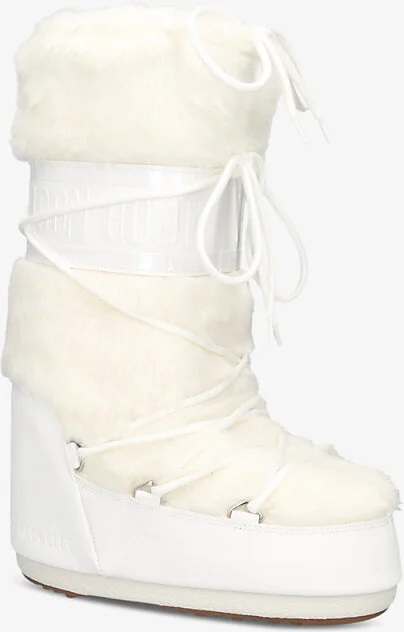 Womens White Icon Lace-Front Faux-Fur Snow Boots Eur 35 / 2 Uk Women - Image 2