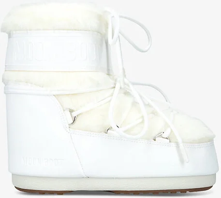 Womens White Icon Low Faux-Fur and Leather Snow Boots Eur 36 / 3 Uk Women