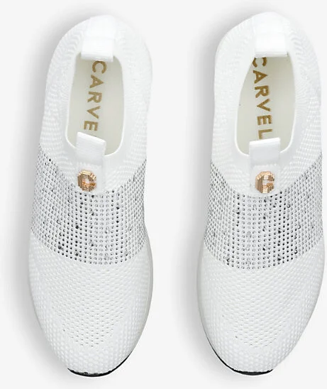 Womens White Janeiro 2 Crystal-Embellished Woven Low-Top Trainers Eur 41 / 8 Uk Women - Image 2
