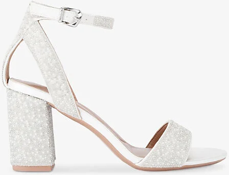 Womens White Kianni Crystal-Embellished Heeled Sandals Eur 39 / 6 Uk Women