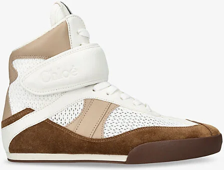 Womens White Kick Brand-Patch Suede High-Top Trainers Eur 41 / 8 Uk Women