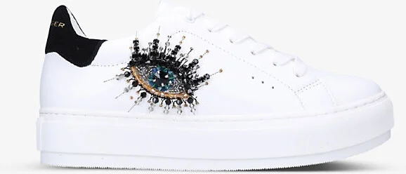 Womens White Laney Platform Leather Low-Top Trainers Eur 39 / 6 Uk Women