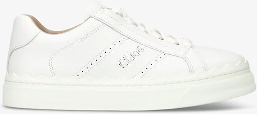 Womens White Lauren Perforated Leather Low-Top Trainers Eur 39 / 6 Uk Women