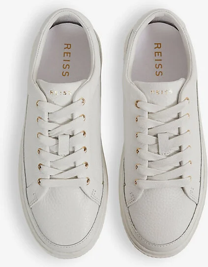 Womens White Leanne Grained-Leather Low-Top Trainers Eur 36 / 3 Uk Women - Image 2