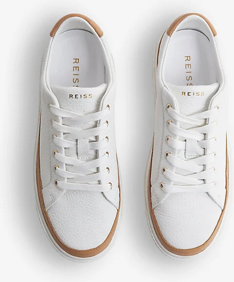 Womens White Leanne Grained-Leather Low-Top Trainers Eur 36 / 3 Uk Women - Image 4